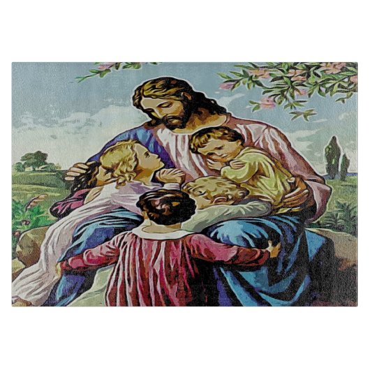 Jesus und der Kinderschnitt Schneidebrett (Vorderseite)