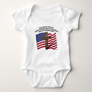 Jesus und die amerikanischen Soldaten raues Kreuz Baby Strampler