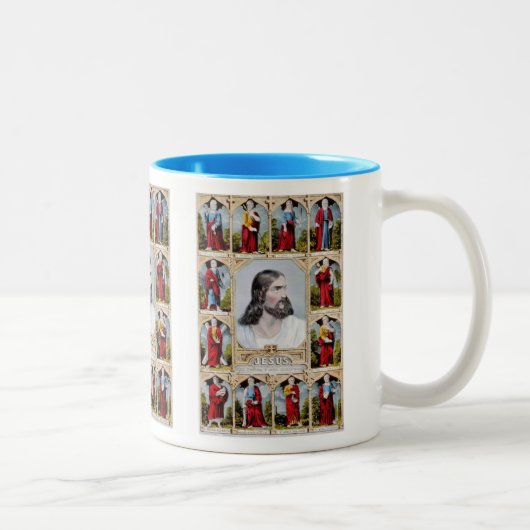 Jesus und die Apostel-Tasse Zweifarbige Tasse (Rechts)