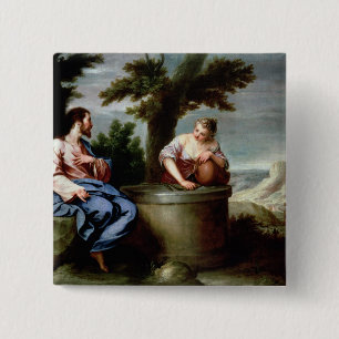 Jesus und die Samariter-Frau Button