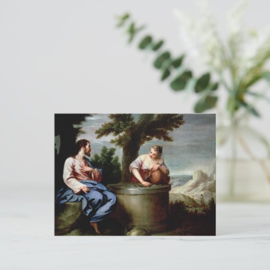Jesus und die Samariter Frau Postkarte (Stehend Vorderseite)
