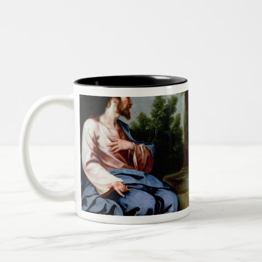 Jesus und die Samariter-Frau Zweifarbige Tasse (Links)