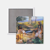 Jesus und die Samariterin am Jakob's Well Magnet (Vorderseite/Rückseite)