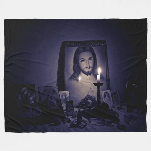 JESUS und ein CANDLE Fleecedecke (Vorderseite (Horizontal))