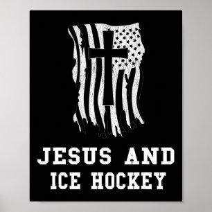 Jesus und Eishockey-Design Christlicher Jesus-Fan Poster