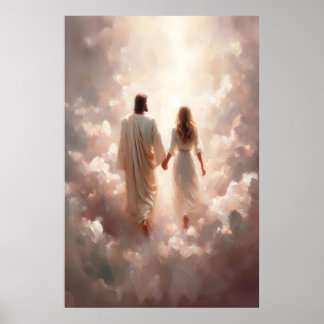 Jesus und Frau Jesus Hält Hände Frau Jesus Poster