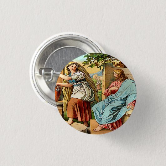Jesus und Frauen am wohlen Knopf Button (Vorne & Hinten)