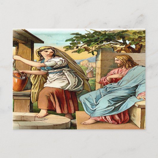 Jesus und Frauen auf der gut Postkarte (Vorderseite)