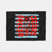 Jesus und Fußball liebende Mutter Glaube religiöse Fleecedecke (Vorderseite (Horizontal))