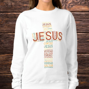 Jesus und Glaube Kreuz Frauen Spanisch Christlich Sweatshirt