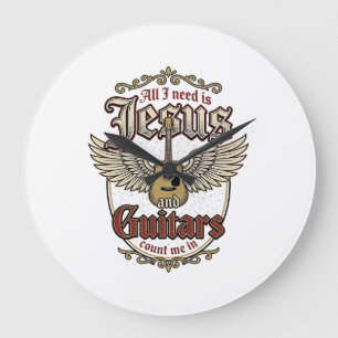 Jesus und Guitars Vintage Christliche Gitarre Große Wanduhr