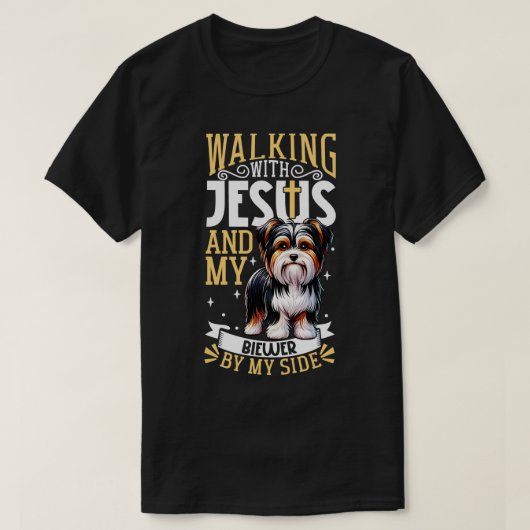 Jesus und Hund Biewer Terrier T-Shirt (Design vorne)
