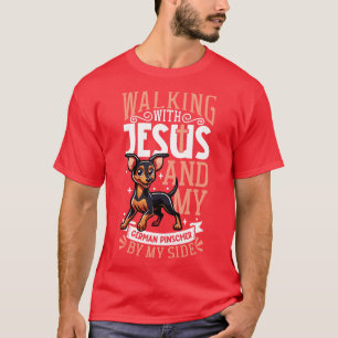 Jesus und Hund Deutscher Pinscher T-Shirt