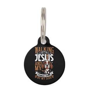 Jesus und Hund - Englisch Springer Spaniel Haustiermarke