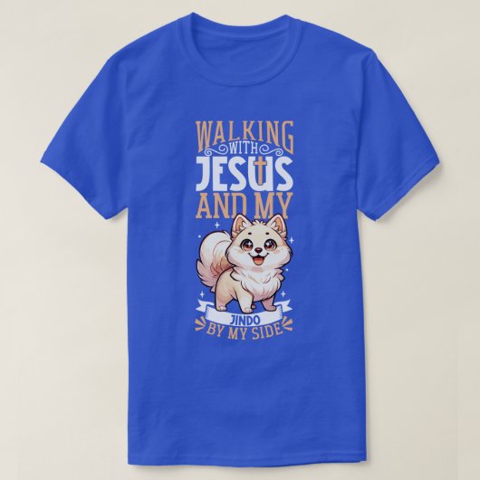Jesus und Hund koreanischer Jindo T-Shirt (Design vorne)