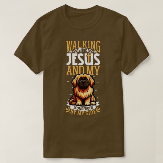 Jesus und Hund Leonberger T-Shirt (Design vorne)