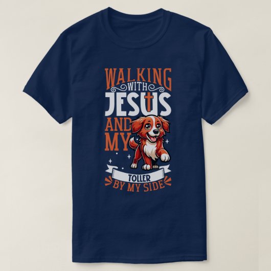 Jesus und Hund Nova Scotia Duck Tolling Retriever T-Shirt (Design vorne)
