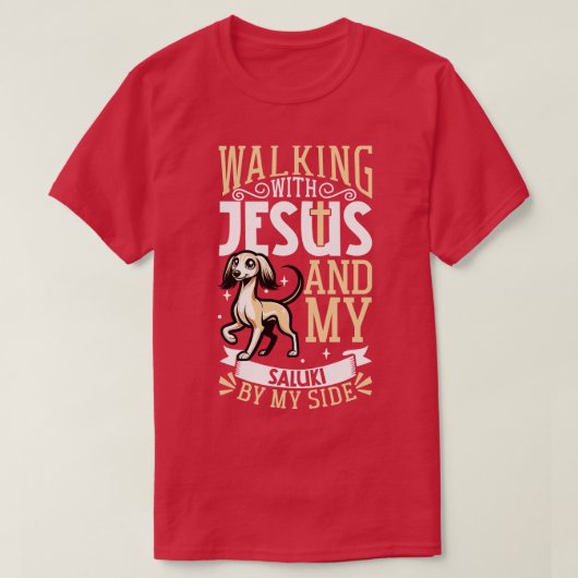 Jesus und Hund Saluki T-Shirt (Design vorne)