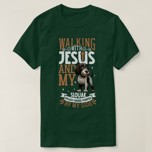 Jesus und Hund Slowakisch Roughhahabe Pointer T-Shirt (Design vorne)