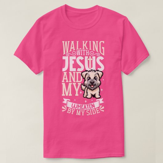 Jesus und Hund Softcoated Wheaten Terrier T-Shirt (Design vorne)