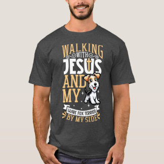 Jesus und Hund Wire Fox Terrier T-Shirt