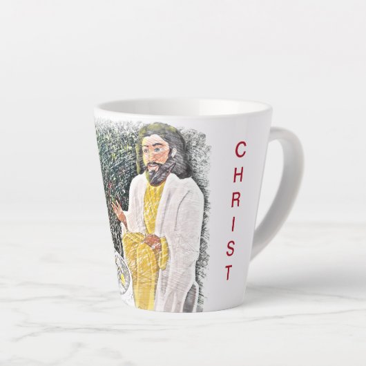 Jesus und ich mit Kaffee oder Tee Latte Tasse (Rechte Ecke)