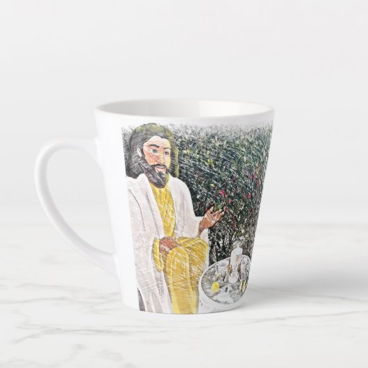 Jesus und ich mit Kaffee oder Tee Milchtasse (Links)