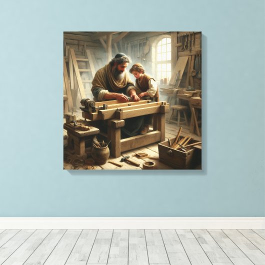 Jesus und Joseph 1 Leinwanddruck (Insitu (Holzboden))