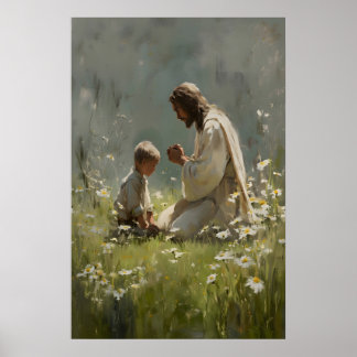 Jesus und Junge beten Kunst Druck Christliche Kind Poster