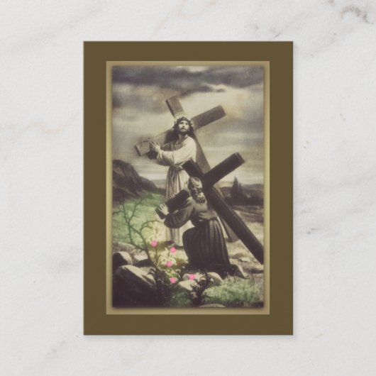 Jesus und junges Mädchen, die quere heilige Karte (Vorderseite)