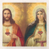 Jesus und Jungfrau Maria heiligen das Herz Glasuntersetzer (Vorderseite)