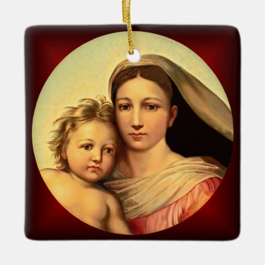 Jesus und Jungfrau Mary, Sixine Madonna ~ Keramikornament (Vorderseite)