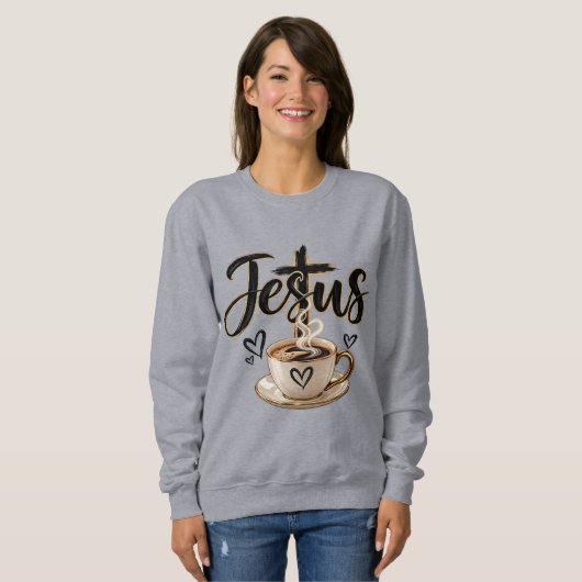 Jesus- und Kaffeeliebhaber Sweatshirt (Vorne ganz)