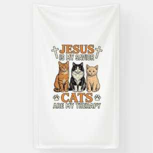 Jesus und Katzen sind meine Therapie Vintage Katze Banner