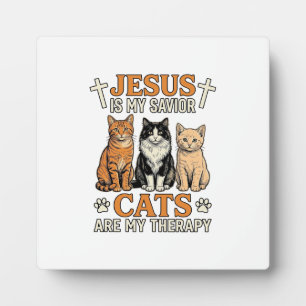 Jesus und Katzen sind meine Therapie Vintage-Katze Fotoplatte