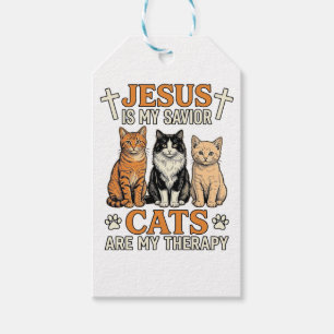 Jesus und Katzen sind meine Therapie Vintage Katze Geschenkanhänger