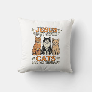 Jesus und Katzen sind meine Therapie Vintage Katze Kissen