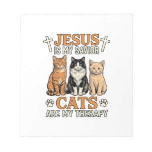 Jesus und Katzen sind meine Therapie Vintage Katze Notizblock