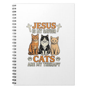 Jesus und Katzen sind meine Therapie Vintage Katze Notizblock