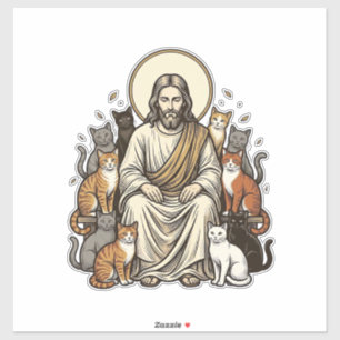 Jesus und Katzen Vintage Aufkleber
