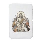 Jesus und Katzen Vintage Badematte (Vorderseite Vertikal)