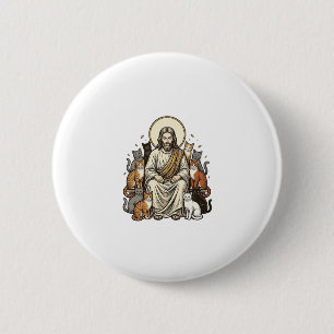 Jesus und Katzen Vintage Button