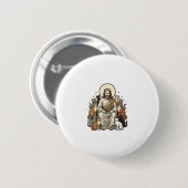 Jesus und Katzen Vintage Button (Vorne & Hinten)