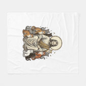 Jesus und Katzen Vintage Fleecedecke (Vorderseite (Horizontal))