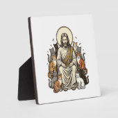 Jesus und Katzen Vintage Fotoplatte (Vorderseite)