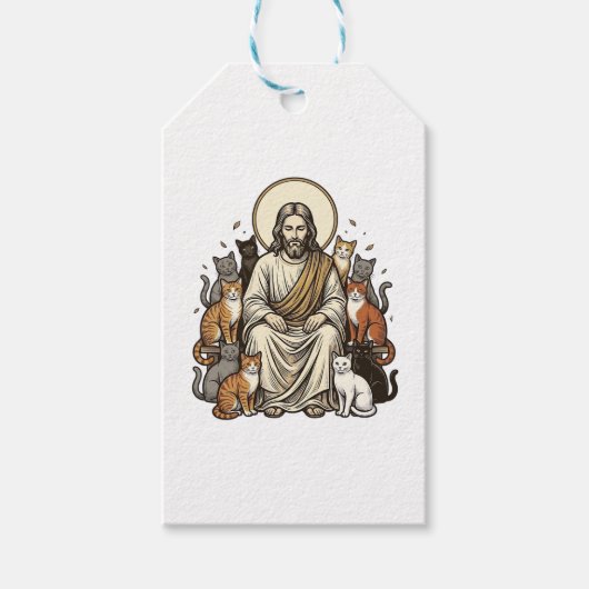 Jesus und Katzen Vintage Geschenkanhänger (Vorderseite)