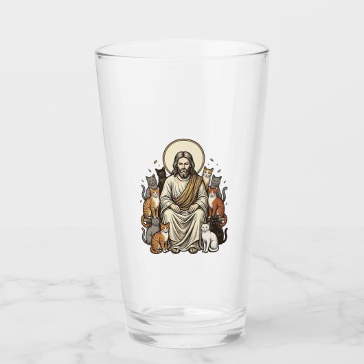 Jesus und Katzen Vintage Glas (Vorderseite)