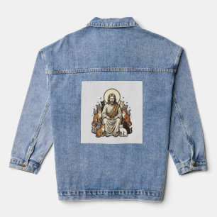 Jesus und Katzen Vintage Jeansjacke