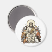 Jesus und Katzen Vintage Magnet (Vorderseite/Rückseite)