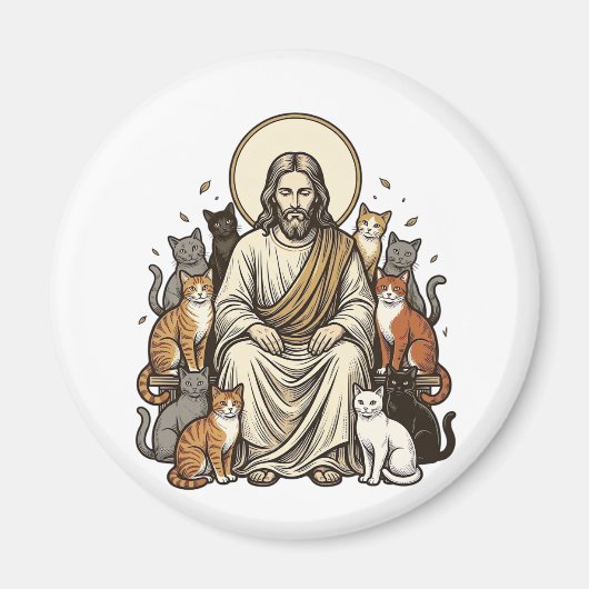 Jesus und Katzen Vintage Magnet (Vorne)